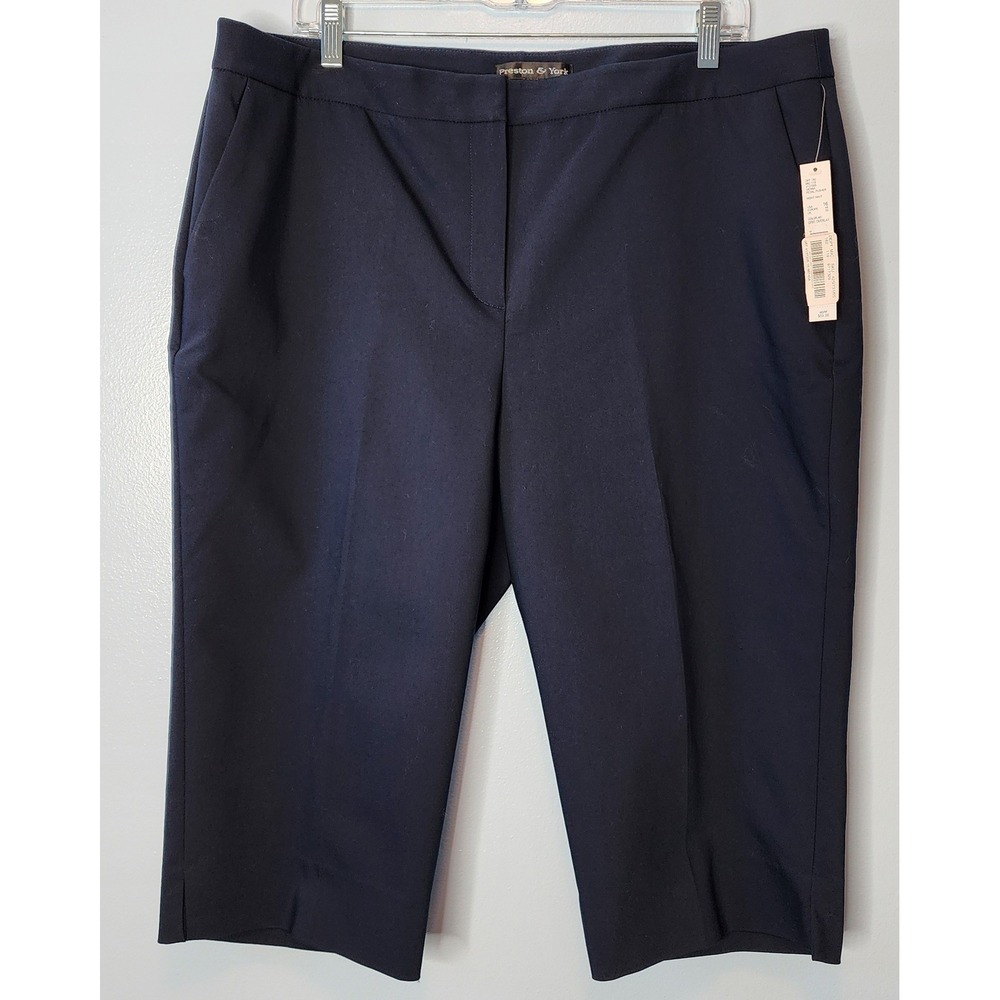 Preston & York Women's Navy Blue Capris Size 16 Stretch Blend Pedal Pusher NWT